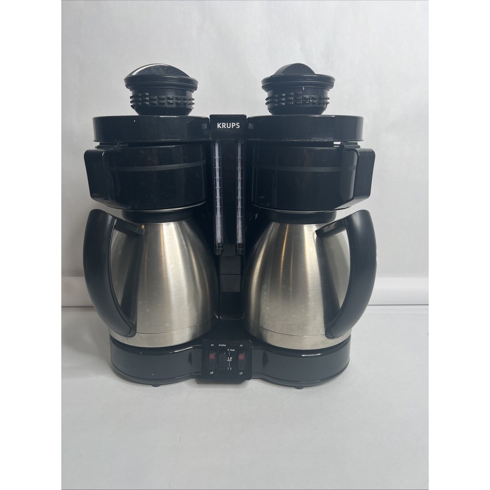 KRUPS Duothek F324 1500W Double Thermal Carafe Drip Coffee Maker with Lids EUC